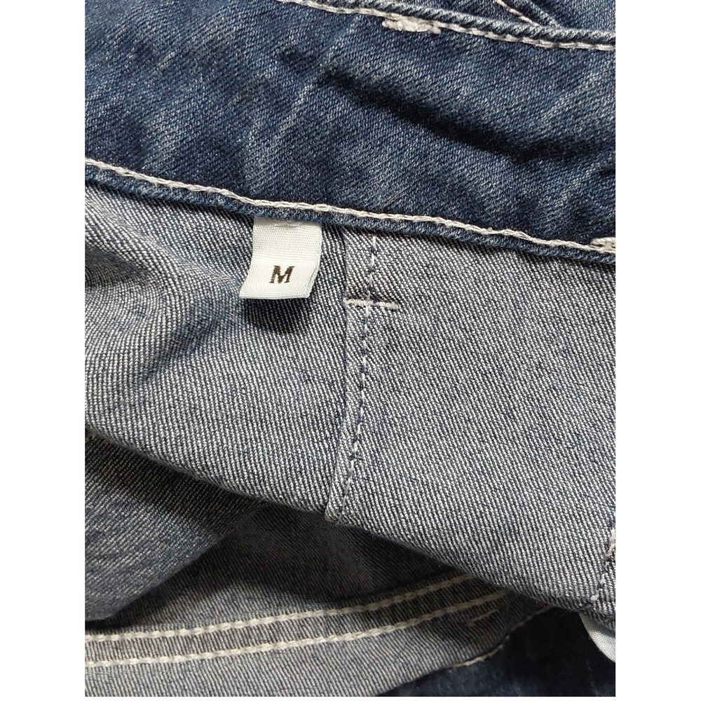 Womens High Rise Straight Leg Denim Jeans Medium Wash Patch Pockets Size M - Picture 2 of 3